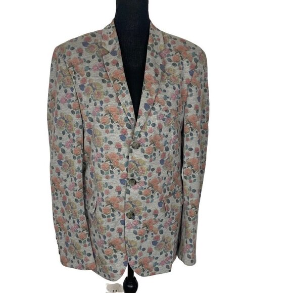 ASOS Blazer Floral Pastel Watercolor Fits Chest 40" Gray M/L 17-11